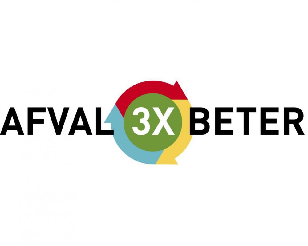 Logo van onze afvalinzameling met de slogan Afval 3x beter